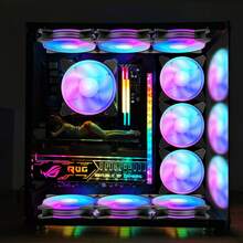 1 Paquete De Ventilador Con Cubierta De Computadora 120mm 4 Pines Rgb Led Cpu Pc Luz De Refrigeración Por Aire Ventiladores De Juegos - Negro - Ver 10