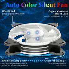1 Paquete De Ventilador Con Cubierta De Computadora 120mm 4 Pines Rgb Led Cpu Pc Luz De Refrigeración Por Aire Ventiladores De Juegos - Negro - Ver 5