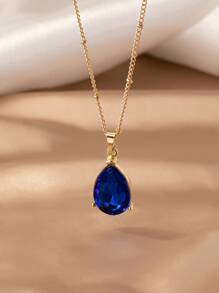 1 件寶石水滴吊墜復古高端別緻項鍊 Ins 風格 - 紅色 - 查看 6