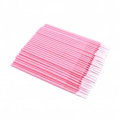 100 pièces/paquet Brosse micro jetable en plastique avec tige et tête longue, rose clair, vert clair, violet clair. Bâtonnet pour retirer les cils individuels. Brosse micro pour extension de cils et maquillage pour femmes.