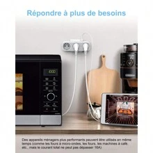 TESSAN Ladron Enchufes Plano, 5 en 1, con 3 Enchufes y 2 Puertos USB, Compatible con Phone, Pad, Multiplicador Enchufe Modernos para Hogar - Gris - Ver 5