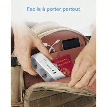 TESSAN Ladron Enchufes Plano, 5 en 1, con 3 Enchufes y 2 Puertos USB, Compatible con Phone, Pad, Multiplicador Enchufe Modernos para Hogar - Gris - Ver 4