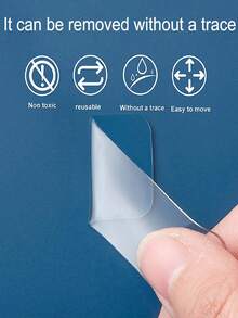 60入組可重複使用雙面膠帶,防水不留痕,可拆卸和多功能,適用於相片牆、海報、春聯、地板和地毯。 - 透明 - 查看 5