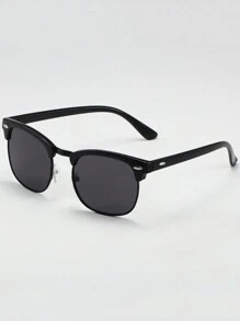 1 件装男士装饰时尚 PC 方形时尚眼镜适合日常旅行和休闲 - 黑色 - 查看 1