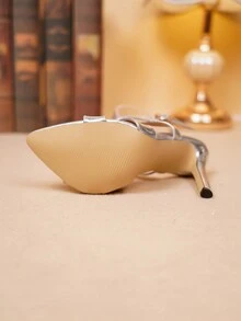 女性銀色繫帶高跟涼鞋,時尚休閒高跟鞋,豪華性感的宴會高跟鞋,優雅的約會高跟鞋,細高跟尖頭高跟鞋 - 銀色 - 查看 7