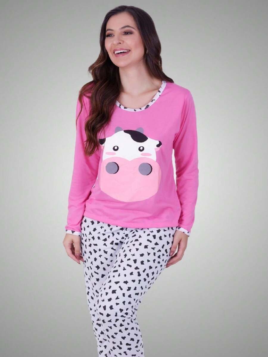 Women Pajama Sets - 粉色 - 查看 1