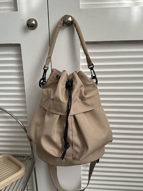 2023 New Arrival Cool & Personalized Large Capacity Oxford Cloth Bucket Bag With Drawstring For Casual Use, Handheld, Shoulder And Crossbody