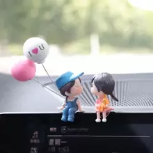 2pcs Cute Couple Doll Decorations For Car Interior, Fit For Dashboard, Air Vent, Display - Blue - View 6