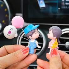 2pcs Cute Couple Doll Decorations For Car Interior, Fit For Dashboard, Air Vent, Display - Blue - View 7