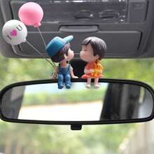 2pcs Cute Couple Doll Decorations For Car Interior, Fit For Dashboard, Air Vent, Display - Blue - View 3