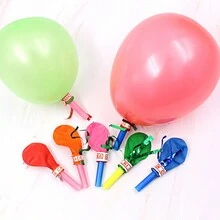 50顆+5顆防漏汽笛氣球，製造噪音的派對小禮品，適合兒童生日禮物 - 顏色隨機 - 查看 3