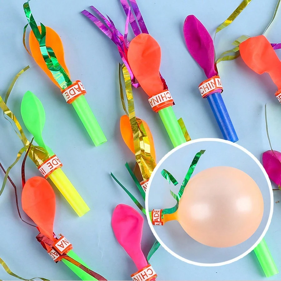 50顆+5顆防漏汽笛氣球，製造噪音的派對小禮品，適合兒童生日禮物 - 顏色隨機 - 查看 1