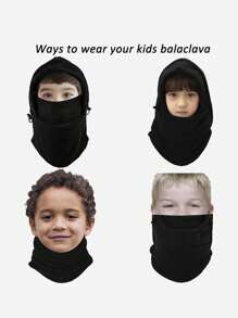 1pc Kids' (2-6y) Winter Ski Face Mask With Hood & Warm Neck Protection, Suitable For Boys And Girls, Balaklava Style - Navy Blue - View 7