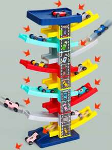 1 pieza Juego de pista de coche de 8 capas con 4 coches, adecuado para niños y niñas de 3 a 6 años, regalo de cumpleaños perfecto, color aleatorio