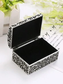 1只歐美復古風格壓花方形首飾盒,配飾儲物包裝盒,適用於女性和兒童,聖誕和生日禮物 - 復古方形首飾盒 - 查看 3