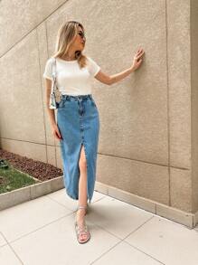 Women Denim Skirts - Rửa trung bình - Xem 4