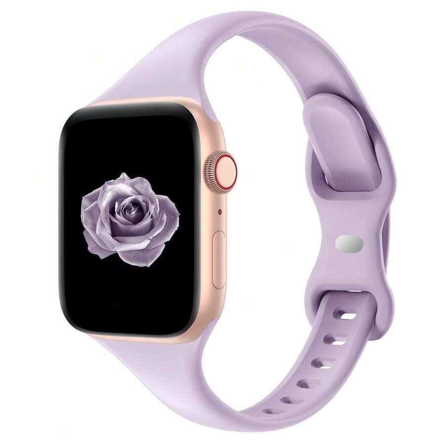 Compatível com Pulseira de Apple Watch 38mm, 40mm, 41mm, 42mm, 44mm, 45mm, 46mm, 49mm, Compatível com Apple Watch Series Ultra/Ultra 2 10/9/8/7/6/5/4/3/2/1 SE, Pulseira Esportiva de Silicone Fina e Estreita Substituível, Feminina