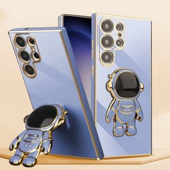 1 pezzo Custodia per telefono TPU a doppia faccia elettroplaccata blu compatibile con Samsung S21/S21plus/S21 Ultra/S22/S22plus/S22 Ultra/S23/S23plus/S23 Ultra/S24/S24plus / S24 Ultra / S21fe / Note 20/Note20 Ultra unisex