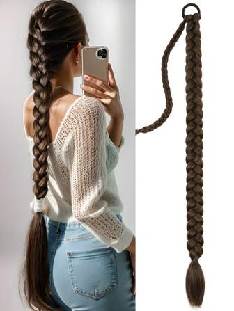 1pc Multiple Sizes Of DIY Ponytails With Hair Tie Featuring A Variety Of Colors: Black Pink Linen Brown Wine Red Mocha Brown Khaki Camel And Red Simple And Versatile Beginner-Friendly Suitable For Ladies To Wear Features Soft Synthetic Extensions Fashionable Synthetic Woven Hairpiece Suitable For Various Occasions Such As Daily Wear Gatherings Holidays And New Year Celebrations