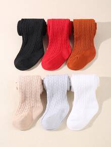 3 CÁI Ngẫu nhiên Em bé Màu thuần Giường đôi tiêu chuẩn Kim tiêm Quần tất Xà cạp pantyhose Quần tất - Nhiều màu - Xem 2