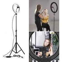 14 pulgadas Luz de relleno de aro con Soporte para teléfono & Trípode, Aro De Luz Led 14 110v 3 Intensidades Maquillaje Fotografia - Blanco - Ver 3