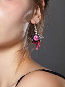 可愛酷炫滴油怪獸,單眼,翅膀吊墜和耳環,帶熔岩翅膀和眼睛 - 黑色 - 查看 2