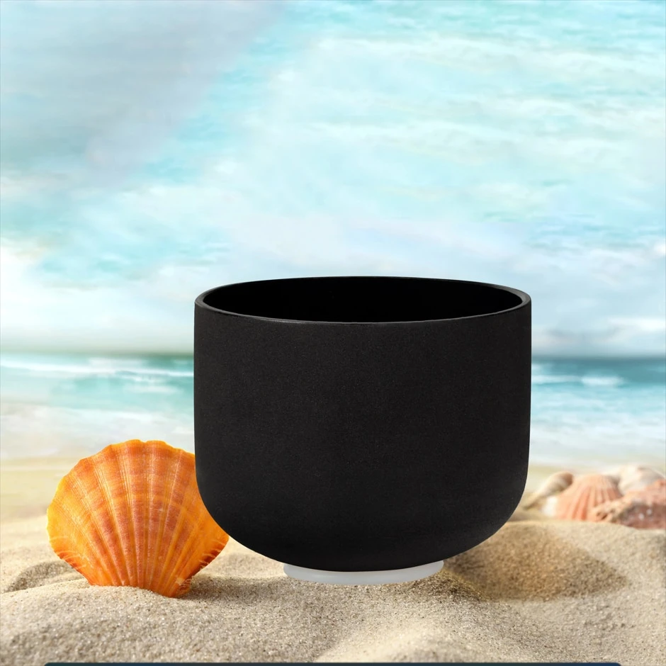 TOPFUND Chakra Tuned Black F Note Crystal Singing Bowl 8 Inch for Sound ...