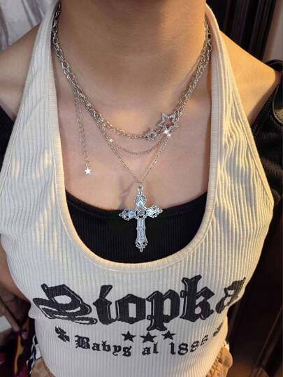 1pc Women's Cross Pendant Necklace, Suitable For Everyday Wear