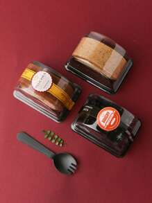 10入組蛋糕捲包裝盒,提供海綿蛋糕捲、老虎麵包、切片麵包等烘焙用品,配半圓透明真空成型盒和匙羹 - 無色 - 查看 3