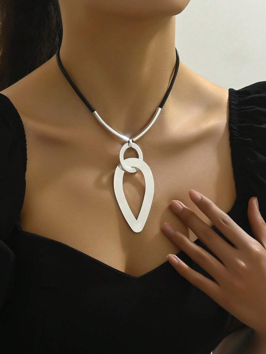 1pc Minimalist Fashionable Fall/winter All-match Necklace - Silver - View 1