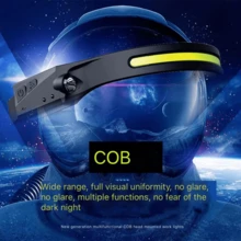 Cob Headlamp With Gesture Sensor For Cycling And Night Running, Usb Rechargeable Led Strong Light Headlamp - Black - View 3