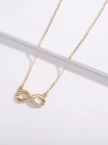 18k Gold Plated Infinity Symbol & Rhinestone Encrusted Alloy Pendant Necklace, Suitable For Daily, Commute, Party, Valentine's Day, Mother's Day Gift - Valentine's Day Infinite Love Pendant Necklace - View 4
