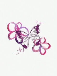 1枚pvc多彩蝴蝶飛翔圖案防水耐汗暫時性紋身貼紙,適合時尚人士日常使用 - 彩色 - 查看 4