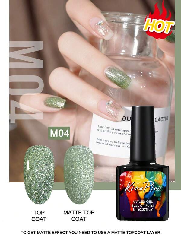 1pc 8ml Y2K Sparkling Green Gel Nail Polish, Popular Series Nail Gel 6