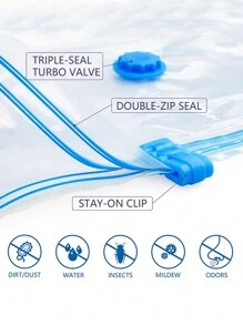 具有拉鍊密封和氣閥的真空收納壓縮袋,可保存旅行服裝、毛衣、連衣裙、外套、被子、枕頭、毯子等物品,可重複使用的壓縮袋,節省空間 - 無色 - 查看 8