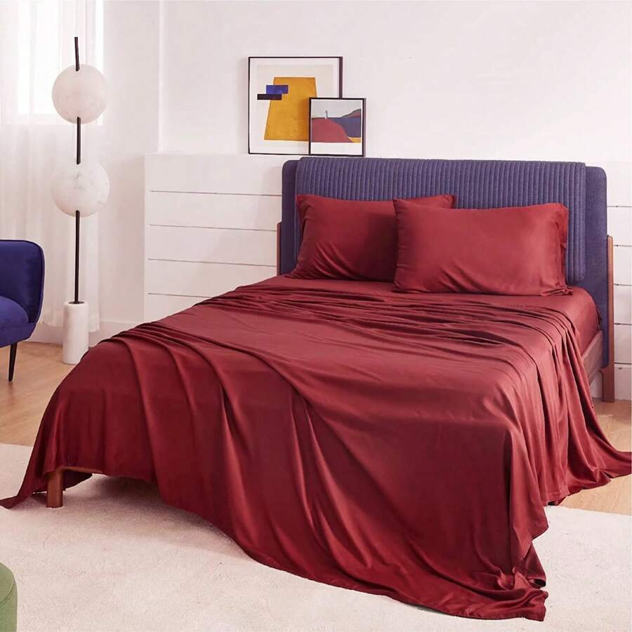 Sheet Sets With Pillowcases - 紅色 - 查看 1