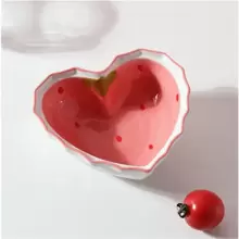 1件/件，草莓心形碗，陶瓷碗，高端陶瓷情侣碗，沙拉碗，卡哇伊草莓碗，可爱家庭饭碗，母亲节餐具，厨房用具学校用品，返校 - 粉色 - 查看 1