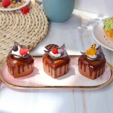 4入組巧克力蛋糕造型冰箱磁鐵diy家居裝飾,心形 - 黑色 - 查看 3