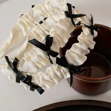 1件女式白色寬褶髮帶蝴蝶結洛麗塔頭帶甜美淑女日式髮飾適合日常外出 - 白色 - 查看 8