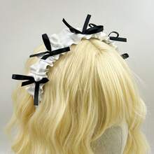 1件女式白色寬褶髮帶蝴蝶結洛麗塔頭帶甜美淑女日式髮飾適合日常外出 - 白色 - 查看 5