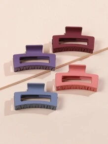 4入組女士時尚啞光方形中空壓克力發夾,適用於日常使用 - 彩色 - 查看 1