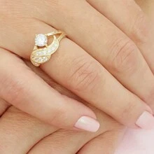 1pc Ladies' Angel Wing Designed Engagement/Wedding Ring For Daily Wear - Yellow Gold - View 5