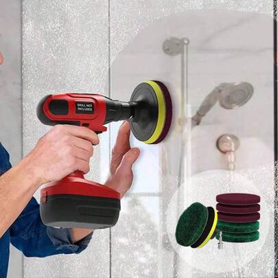 8 Stücke Bohrmaschinen-bürste, Fliesenschwamm, Reinigungsset, Haushaltsreinigungswerkzeug Für Badezimmer, Boden, Badewanne, Polierpad (grün 180-240 Körnung, Rot 320-400 Körnung)