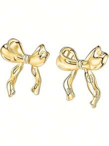 1 对简约优雅蝴蝶结吊坠耳环，适合女士，欧美风格情人节、妈妈、母亲、母亲节、礼物