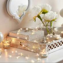 1 pieza Luz de alambre de cobre LED, luces de cadena de perlas con caja de batería, decoración para Navidad, bodas o habitaciones, luces de cadena con forma de perla