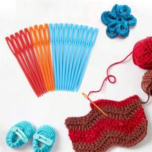 20入組塑料縫針,適用於兒童的大眼塑料編織針,7cm/2.76英寸塑料針適用於紗線和手工藝塑料刺繡針,diy手工製作必備 - 彩色 - 查看 2