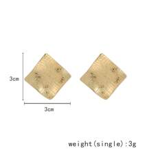 1pair Women's Geometric Wave Square Shaped Metallic Stud Earrings - Yellow Gold - View 5