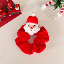 1pc Christmas Hair Scrunchie With Reindeer & Santa Claus Antlers Design, Fun & Elastic Hair Tie Accessories For Women - Multicolor - View 8