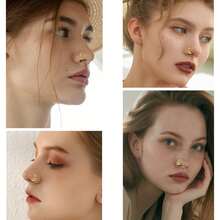 3入組/包16克拉固定珠環、316l醫用鋼鼻環和螺旋耳釘珠寶,女性專用,8mm 10mm - 玫瑰金 - 查看 5