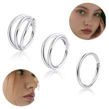 3入組/包16克拉固定珠環、316l醫用鋼鼻環和螺旋耳釘珠寶,女性專用,8mm 10mm - 玫瑰金 - 查看 1